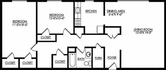 2 beds, 1 bath, 1,030 sqft, $1,150