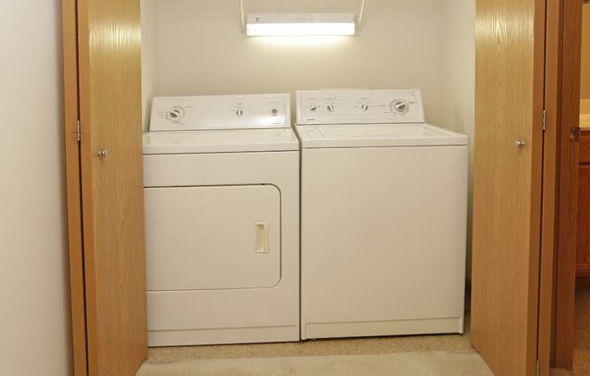 a washer and dryer in a laundry room