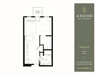 Studio, 1 bath, 559 sqft, $1,700