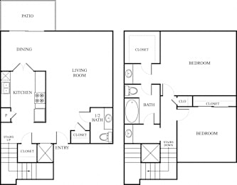 2 beds, 1.5 baths, 1,135 sqft, $1,214