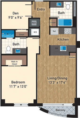 1 bed, 2 baths, 1,050 sqft, $3,298, Unit 701