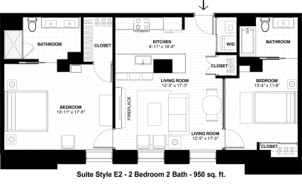 2 beds, 2 baths, 950 sqft, $1,845