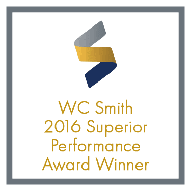 an image of the wc smith 2016 supporter performance award winner logo