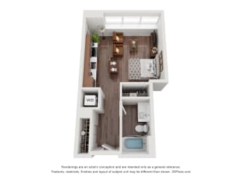 Studio, 1 bath, 493 sqft, $1,045