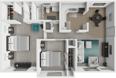 2 beds, 1.5 baths, $1,050