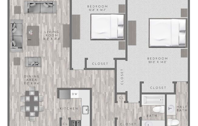 2 beds, 1.5 baths, 1,300 sqft, $2,370