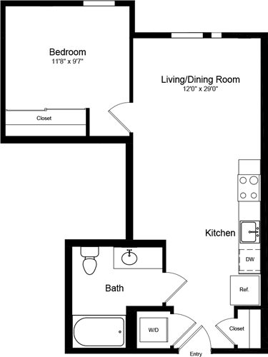 1 bed, 1 bath, 586 sqft, $3,091