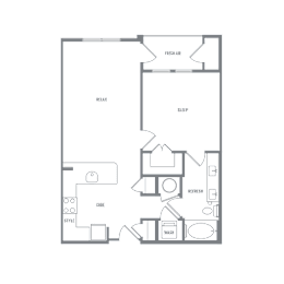 1 bed, 1 bath, 753 sqft, $1,457