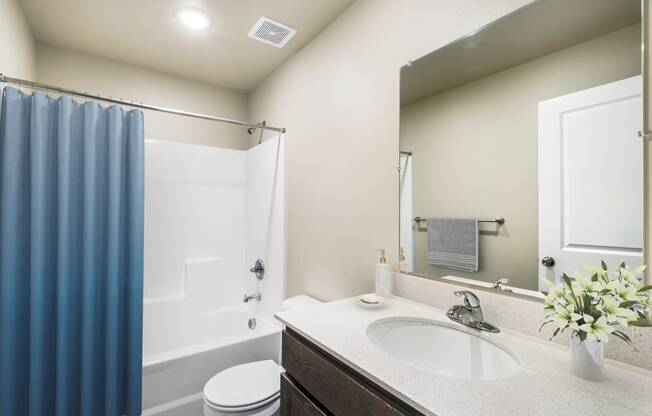 our apartments offer a bathroom with a shower  at Altitude, East Wenatchee, WA, 98802