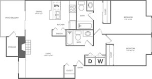 2 beds, 2 baths, 1,076 sqft, $1,998