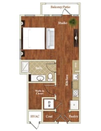 Studio, 1 bath, 556 sqft, $1,120