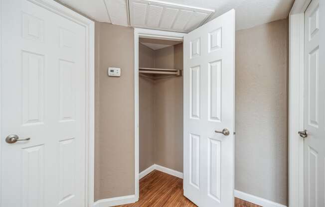 A Coat Closet in a Premium Two Bedroom Two Bath Apartment at Meadow Creek Apartments in San Marcos, CA