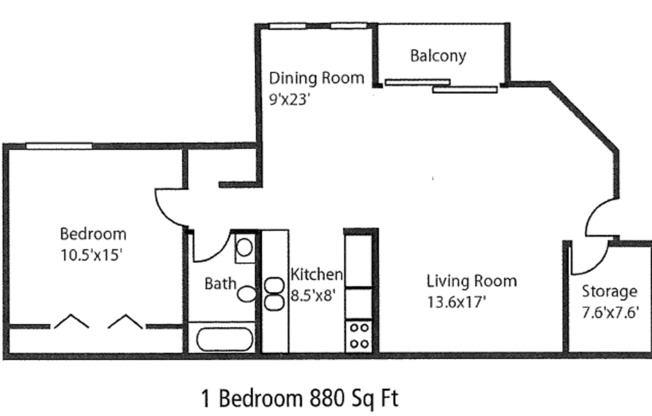 1 bed, 1 bath, 880 sqft, $1,230, Unit 1440-302