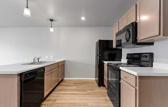 kitchen with black appliances