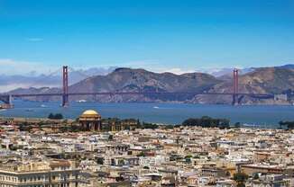 a view of the golden gate bridge over the city of san francisco