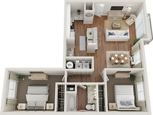 2 beds, 1 bath, 922 sqft, $1,605
