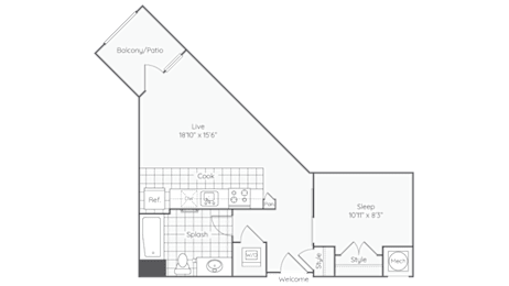 1 bed, 1 bath, 540 sqft, $2,110