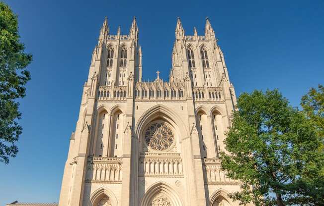 people standing in front of the cathedral of notre dame