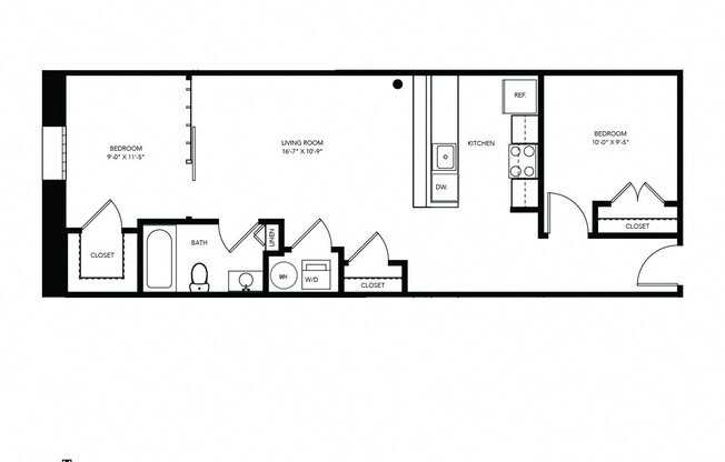 2 beds, 1 bath, 817 sqft, $1,404