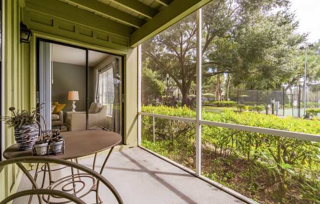 Screened in Patio at Laurel Oaks Apartments in Tampa, FL