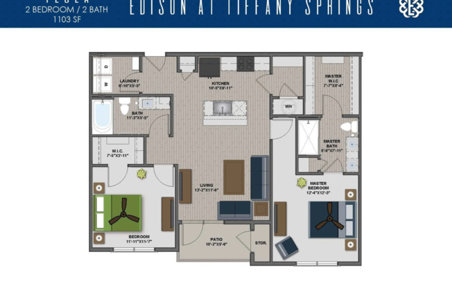 2 beds, 2 baths, 1,103 sqft, $1,645, Unit 4210