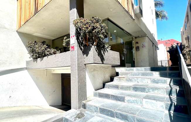 Front entrance to garage and lobby  at Parc Meridien, California, 90020