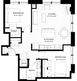 2 beds, 1 bath, 1,005 sqft, $1,986