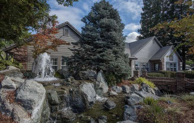 Sunset Summit clubhouse fountain