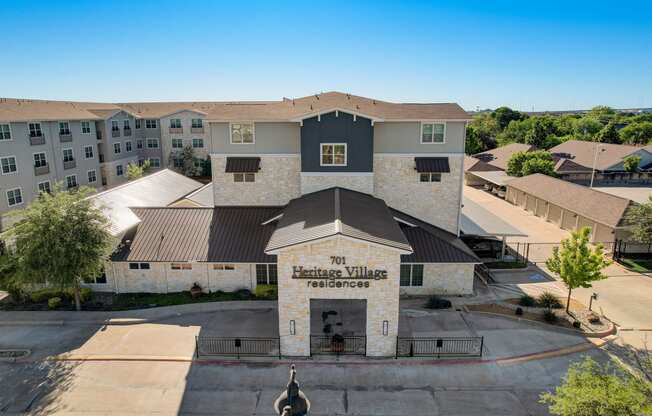 an aerial view of the village apartments building