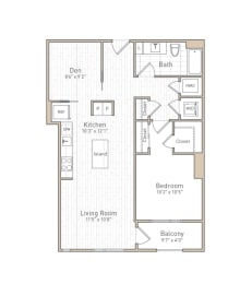 1 bed, 1 bath, 804 sqft, $2,637