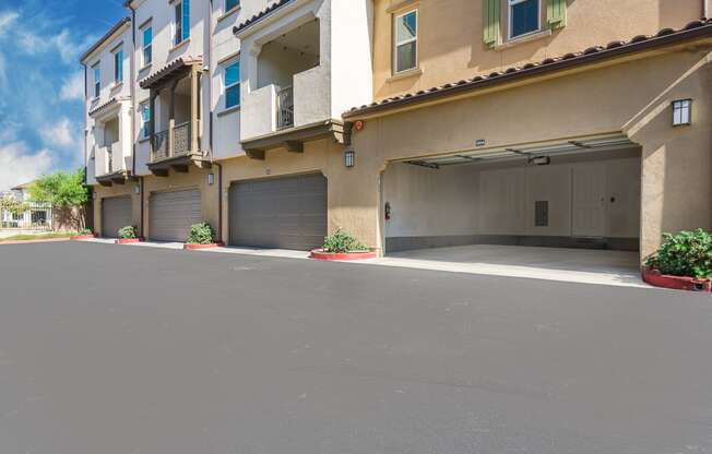 Apartment complex with garages