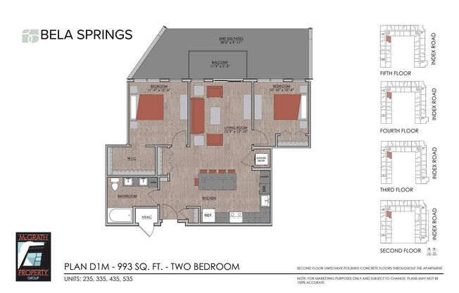 2 beds, 1 bath, 993 sqft, $2,090, Unit 535