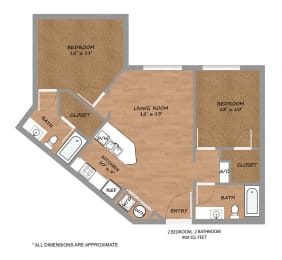 2 beds, 2 baths, 909 sqft, $1,595