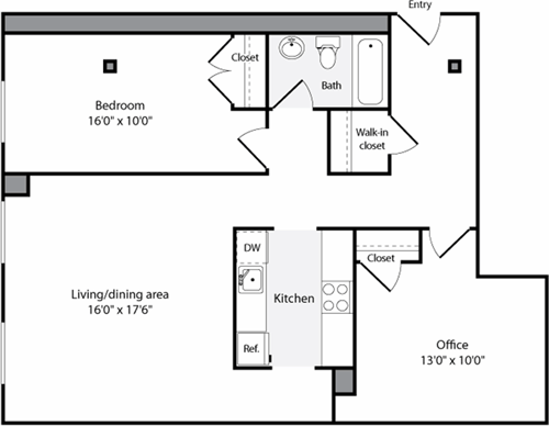 1 bed, 1 bath, 970 sqft, $3,720, Unit 2201