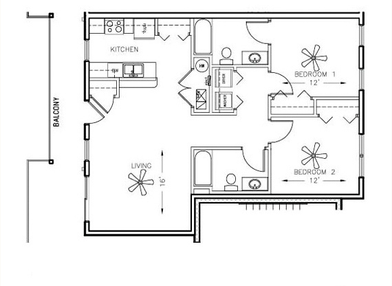 2 beds, 2 baths, 1,086 sqft, $2,266, Unit 206