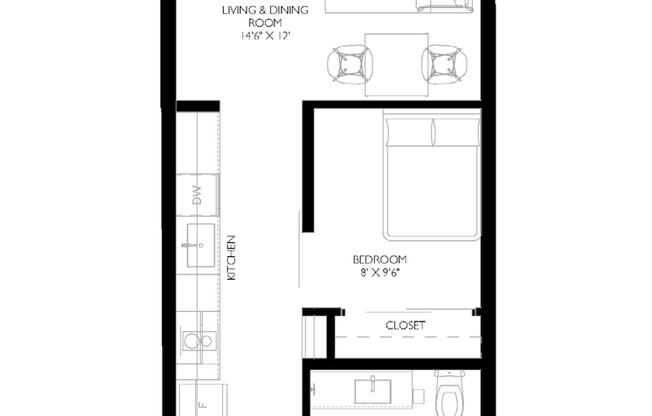 1 bed, 1 bath, 521 sqft, $1,525, Unit 411