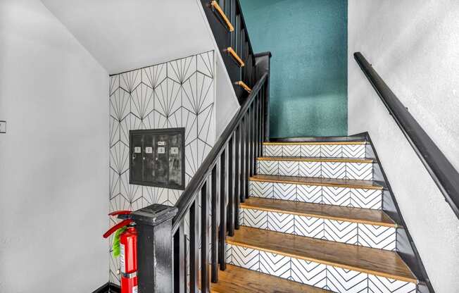 the stairwell of a home with a fire hydrant  at Sunset Ridge, Texas