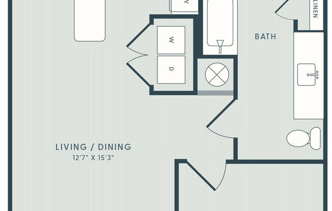 1 bed, 1 bath, 735 sqft, $1,214