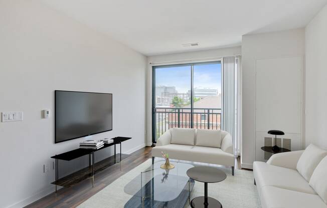 living room with balcony