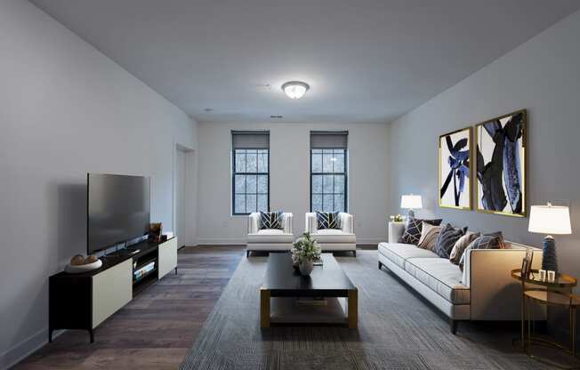 Living Room With TV at Adams Edge Apartments, Cincinnati, OH, 45202