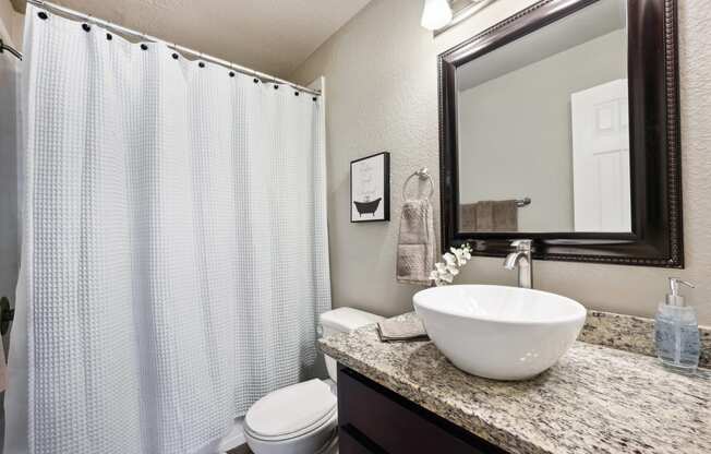 a bathroom with a sink and a toilet and a shower