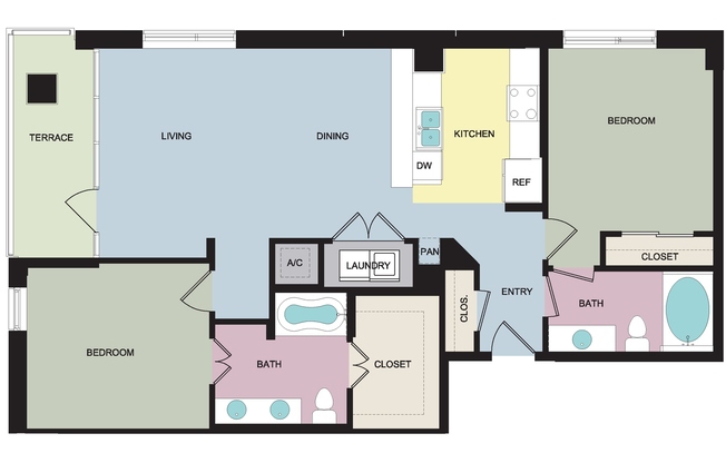 2 beds, 2 baths, 1,287 sqft, $4,999