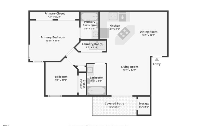 2 beds, 2 baths, 839 sqft, $1,745, Unit 25