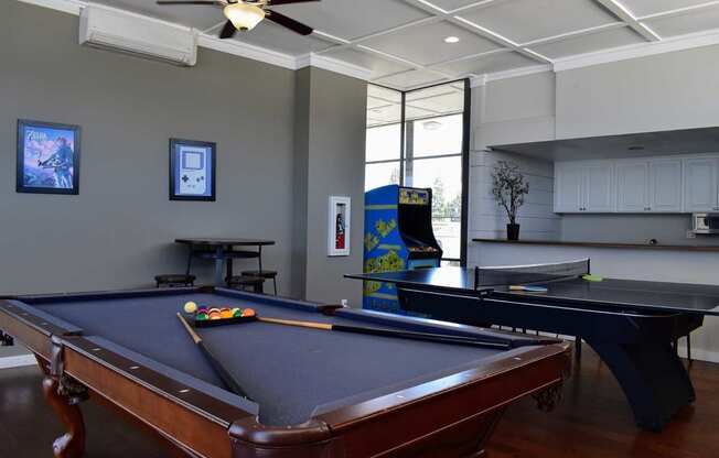 Community lounge and pool table