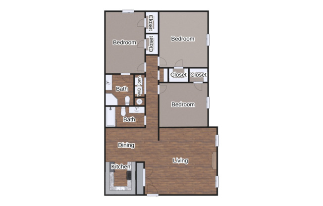 3 beds, 2 baths, 1,344 sqft, $1,340