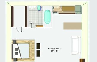 Studio, 1 bath, 400 sqft, $775, Unit PF-112