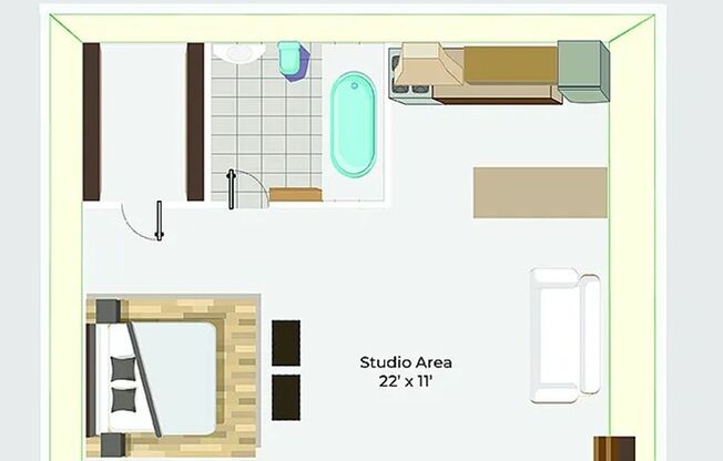 Studio, 1 bath, 400 sqft, $775, Unit PF-112