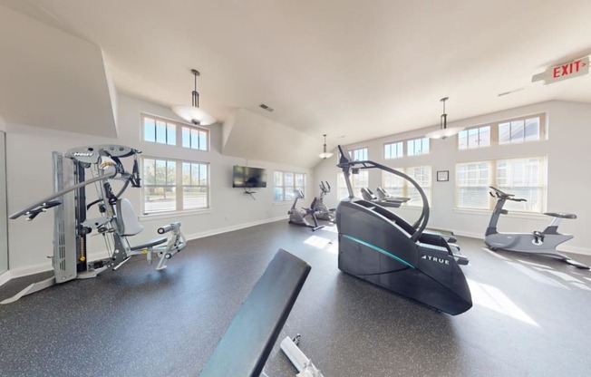 the gym at the flats at big tex apartments