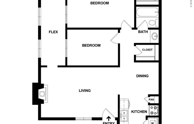 2 beds, 1 bath, 837 sqft, $1,060