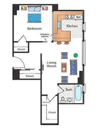 1 bed, 1 bath, 485 sqft, $2,399